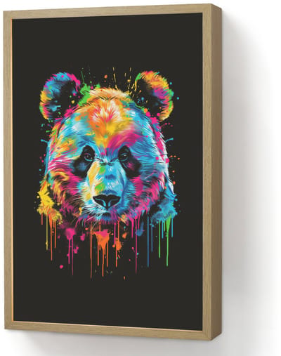 Wandlamp 40x60 cm - Oplaadbaar - Panda - Dieren - Kleur - Verf - Zwart - Wandlampen binnen woonkamer - Slaapkamer lamp - Decoratieve nachtlamp - Vloerlamp draadloos