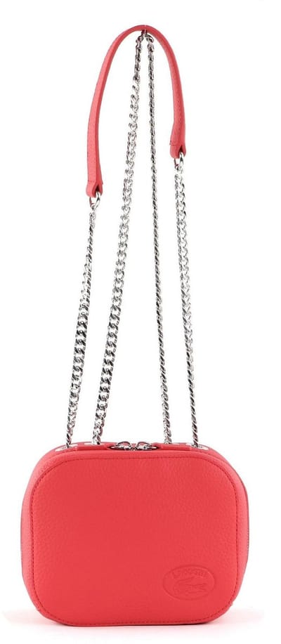 LACOSTE Leren Schoudertas Croco Crew Crossover Bag Pompier Rood