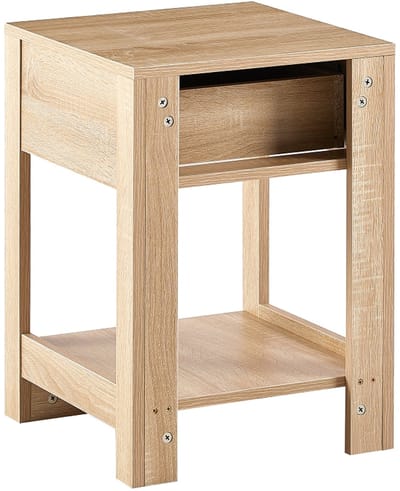 Rotan nachtkastje - Bijzettafel met lade - Soepele lade - Makkelijk schoon te maken - Houtlook - Slaapkamer en woonkamer - 40x40x55 cm - Natuurlijk hout