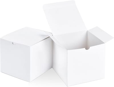 100 Witte Kartonnen Cadeaudoosjes met Deksel 10x10x10 cm Vierkant - Geschenkenverpakking voor Feest en Bruiloft
