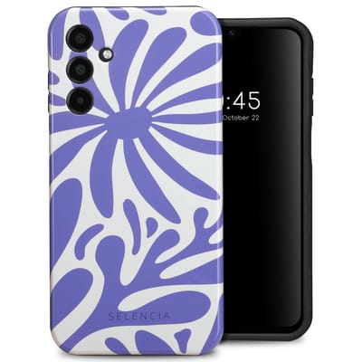 Selencia Hoesje - Geschikt voor Samsung Galaxy A15 (4G) / A15 (5G) - Backcover - Modern Bloom Sapphire Blue