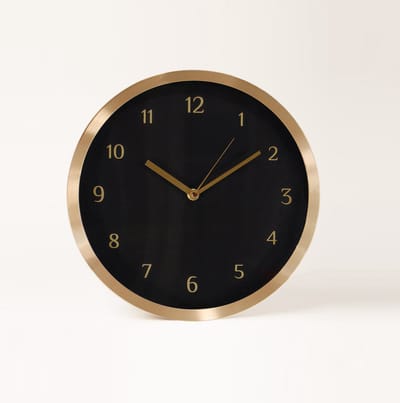 HOOMstyle Klok - Wandklok Rond - Metalen Lijst - Ø30cm - Goud / Zwart