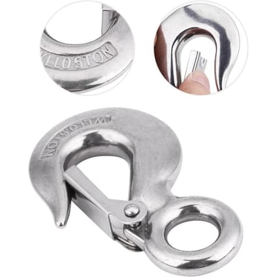 Acier Inoxydable 304 Authentique Émerillon Oeil Rond Mousqueton Crochet de Levage de Charge(90mm 0.5T) 90mm/0.5T