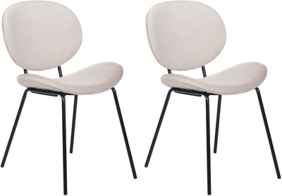 LUANA - Eetkamerstoel set van 2 - Lichtbeige - Fluweel