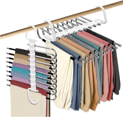 Ruimtebesparende Multifunctionele Vouwbare Kledinghangers - 9 Lagen Broekhangers voor Broeken, Sjaals en Jeans (Wit)