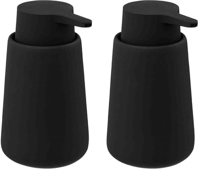 5Five Zeeppompje/dispenser - 2x - keramiek - zwart - 250 ml - keuken/toilet/badkamer