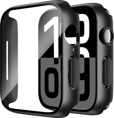 Cazy hoesje geschikt voor Apple Watch 46mm - Hoesje met Screenprotector - Zwart