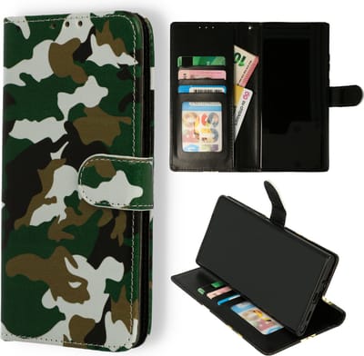HB Hoesje Geschikt voor Samsung Galaxy S20 FE - Portemonnee Book Case met Print - Hoes met Pasjeshouder, Magneetlipje en Standaardfunctie - Camouflage