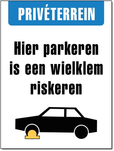 Privéterrein bord - Wielklem riskeren - Forex - 30 x 40 cm - Weerbestendig