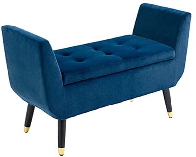 Gestoffeerde Bank met Opbergruimte - Fluweelzacht Polyester - Blauw - 107 x 42 x 65 cm