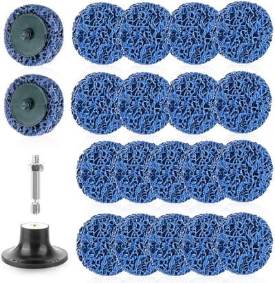 20 stuks 50mm schuurdiscs voor slijpen en polijsten, met metalen stang en tray, ideaal voor roestverwijdering en oppervlaktebewerking