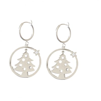 Klem oorbellen- kerstboom- zilverkleur- geen gaatje- Charme Bijoux