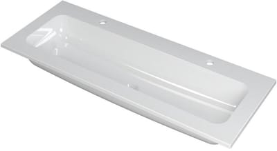 INK Faktor Wastafel Polystone Centraal met 2 Kraangaten - 1200x450x15 mm - Glans Wit