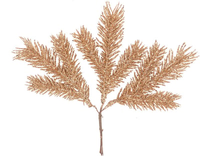 ARTYFETES - 3 rosé gouden glitter dennentakken 17 cm op steel