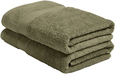 Yumeko handdoeken terry olive groen 50x100 - 2 st - Hotelkwaliteit - Bio, eco & fairtrade