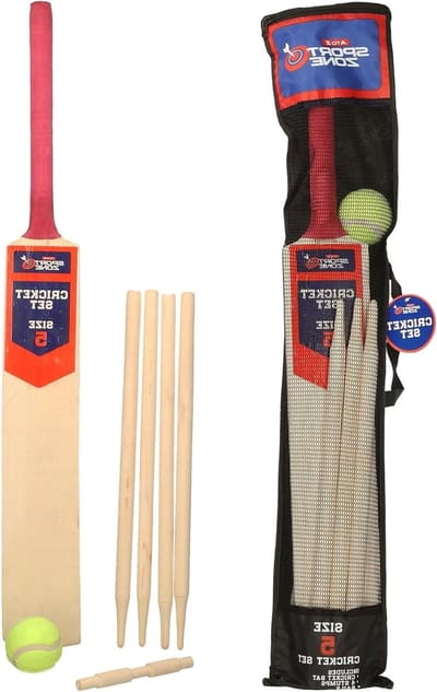 Cricket Set - Sport Set - Buiten Spelen - Houten Knuppel - Maat 5 - Meerkleurig