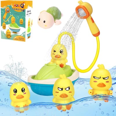 Badspeelgoed Set - Waterspeelgoed Baby - Leuk Badvriendje - Gemotoriseerde Pomp - 10 x 10 x 10 mm - Geel