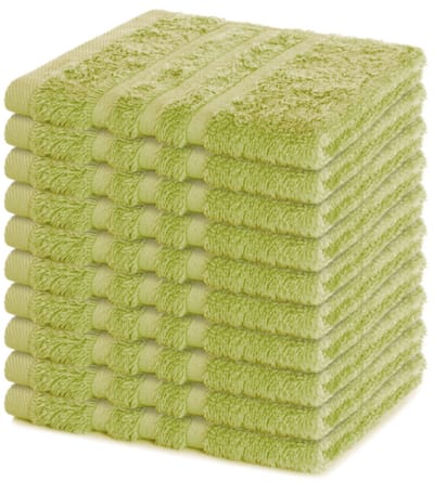 Lavea® Set van 10 Washandjes 30x30 cm | 100% Katoen | Zachte & Absorberende Gastendoekjes | Gezicht, Baby, Make-up, Reizen - Lindegroen
