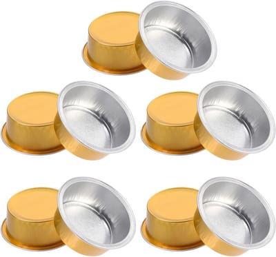 Waxsmeltkommen Aluminiumfolie - Waxkommen Herbruikbaar - Ontharen Schoonheidsverzorging - Hittebestendig Antiaanbaklaag - 10 Stuks 5x5x2 cm - Zilverkleurig