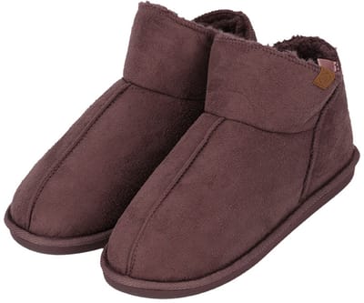 Heat Essentials - Suede Pantoffels Dames - Plum Paars Bruin - 37/38 - Dames Pantoffels - Sloffen Dames - Ook Als Heren Pantoffels Beschikbaar