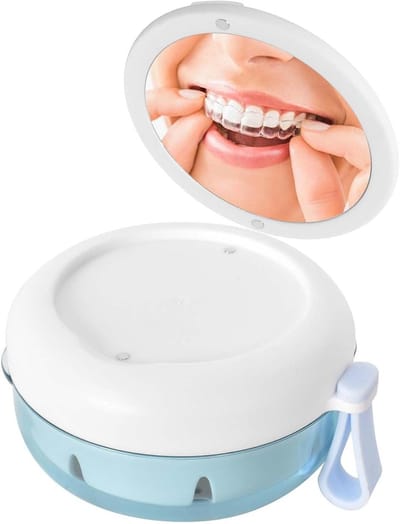 Orthodontische Tandprothesenbox - Orthodontie - Draagbaar - Wit - Orthodontische Apparaten - Spiegel - Tandapparaathouder - Mondverzorging - Tandprothese Box