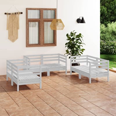 vidaXL - 6-delige - Loungeset - massief - grenenhout - wit