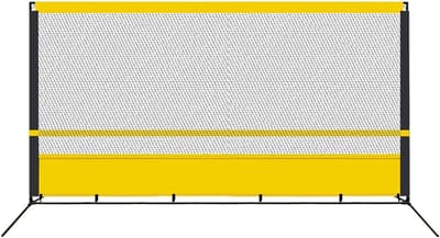 Tennis Rebounder - Oefenmuur Tennis - Tennistraining Verbeteren - Verdikt Roestvrij Staal - 5.9x11.8ft - Zwart Geel