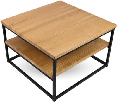 Salontafel van massief eikenhout, 60 x 39.5 x 60 cm - Handgemaakt, Scandinavisch design