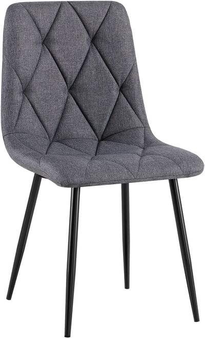 CLP Clairton Eetkamerstoel - klassiek - met zwart metalen frame - Belastbaar tot 150 kg - fluweel - Velvet - Stof/donkergrijs