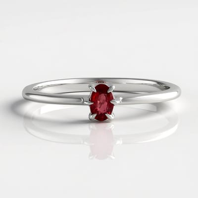Cavill - Zilveren ring met Tanzania robijn 0,267 ct - 925 Sterling zilver geplatineerd - Ovaal Briljant - Elegante tijdloze minimalistische ring