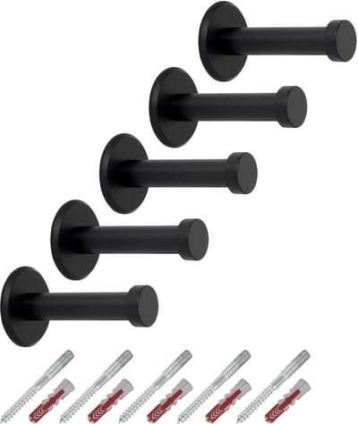 5 stuks SOTECH kapstokhaken Talea RVS zwart gepoederlakt lengte: 53 mm incl. plaatje en bevestigingsset