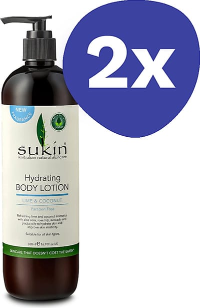 Sukin Hydrating Body Lotion Lime and Coconut (2x 500ml)