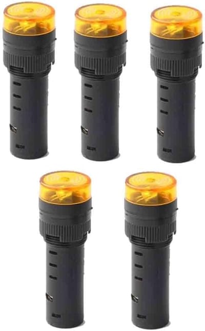 Alarm Buzzer Set - Geluidssignaal Lampjes - Veiligheid Meldingen - Combinatie Geluid Licht - 5 Stuks 16mm - Geel