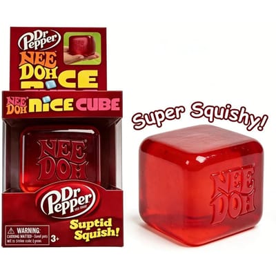 Dr Pepper x NeeDoh Nice Cube Squishy Stressverlichtend Speelgoed, Zachte Knijpbare Fidget Cube voor Kinderen & Volwassenen, Angstverlichtend Sensorisch Speelgoed black