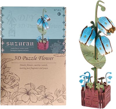 Bloemen Puzzel - Handgemaakt Model - Creatieve Ontspanning - Houten Bouwset - 24 x 17 cm