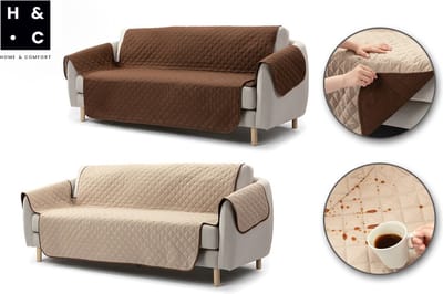 H&C Zetelhoes - Driezitsbank - Bruin/Beige - Waterafstotend - Omkeerbaar