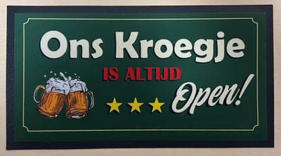 Ons kroegje open Barmatje, Dripmat barmat, Bar matje, Bar mat, Barrunner antislip matje rubber -CAFE- THUISBAR-MANCAVE- KROEG- MAN CAVE