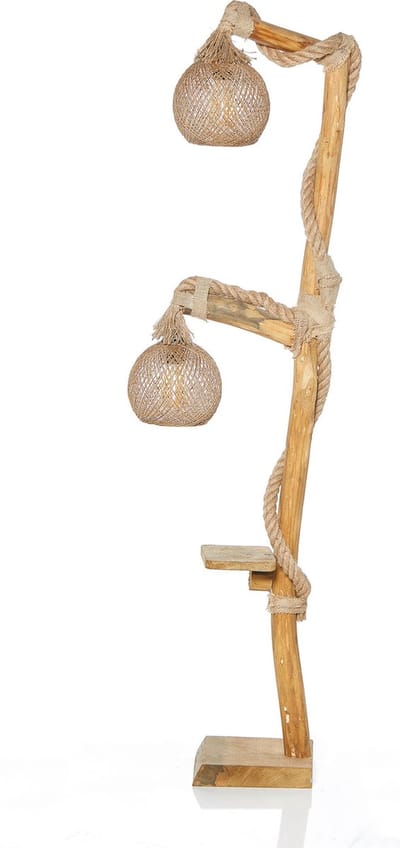 Asir Vloerlamp Natuurlijk Hout 16x16x140cm - Lov - Stijlvolle en Duurzame Verlichting voor Uw Interieur