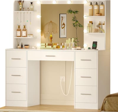 DailySupplies® Make Up Tafel met Spiegel - Kaptafel voor Meisjes - Hollywood Spiegel met Verlichting