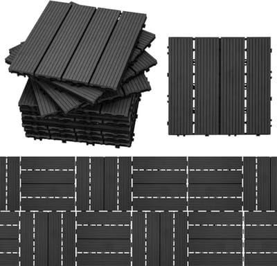 Terrastegels in Houtlook 30 x 30 cm voor Tuin en Balkon - Set van 11 - Waterbestendig en Corrosiebestendig
