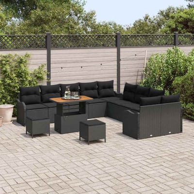 vidaXL - Tuinbank - Set - 13 - st - 12-Aantal - zitplaatsen - Zwart