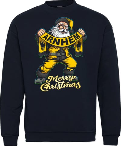 Kersttrui Kerstman Arnhem | Foute Kersttrui Dames Heren | Kerstcadeau | Arnhem supporter | Navy | maat XS
