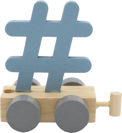 Lettertrein hashtag blauw | * totale trein pas vanaf 3, diverse, wagonnetjes bestellen aub