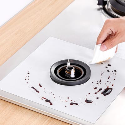 6 Pièces Protection Plaque de Cuisson à Gaz Tapis de Nettoyage Cuisinière à Gaz Protecteur de Surface Accessoires Outil de CuisineArgent argenté
