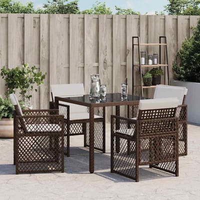 vidaXL - Tuinstoelen - 4 - st - met - kussens - poly - rattan - bruin
