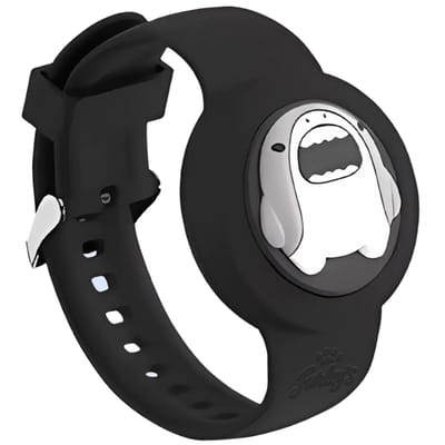 Furley’s Waterdichte Armband voor Kinderen – Geschikt voor Apple AirTag – Verstelbare Siliconen Band – Veilig & Comfortabel – Zwarte Haai