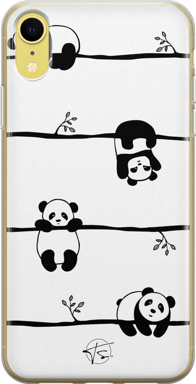 Hoesje geschikt voor iPhone XR - Panda - Soft Case - TPU - Print - Zwart - Mooie Telefoonhoesjes
