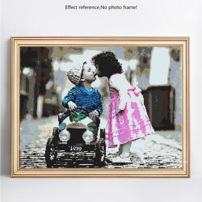 DIY diamant schilderij klein meisje en jongen volledige ronde borduurwerk verkoop strass foto diamant 20X30 gray