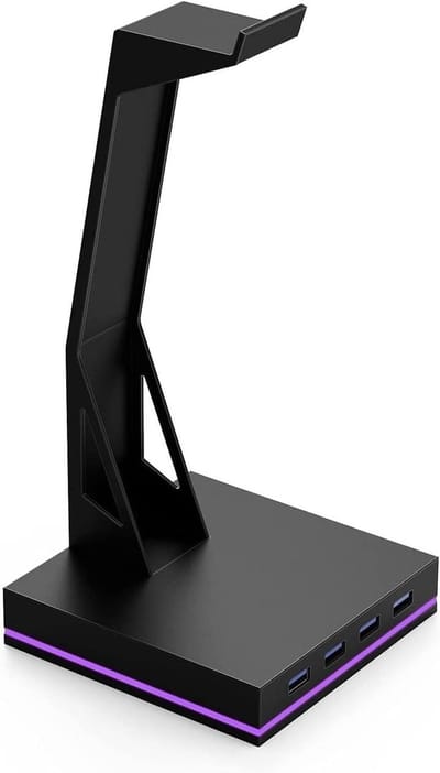 Koptelefoonhouder - Headsetstandaard - Bureau organiseren - Met 4 USB-poorten - 10 x 10 x 10 mm - One Color