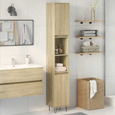 vidaXL - Badkamerkast - 30x30x190 - cm - bewerkt - hout - sonoma - eikenkleurig